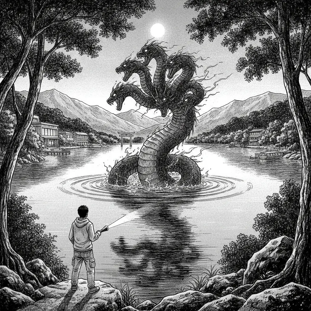 The Nine-Headed Dragon of Lake Ashi (芦ノ湖の九頭龍)