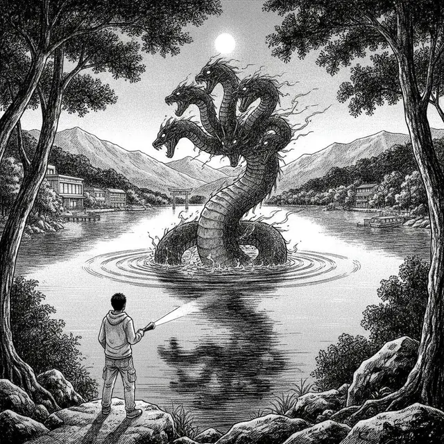 The Nine-Headed Dragon of Lake Ashi (芦ノ湖の九頭龍)