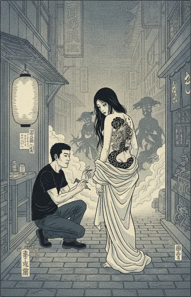 中華街の白い背中